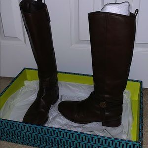 Tory Burch Knee High Riding Boots Dark Brown 8 1/2